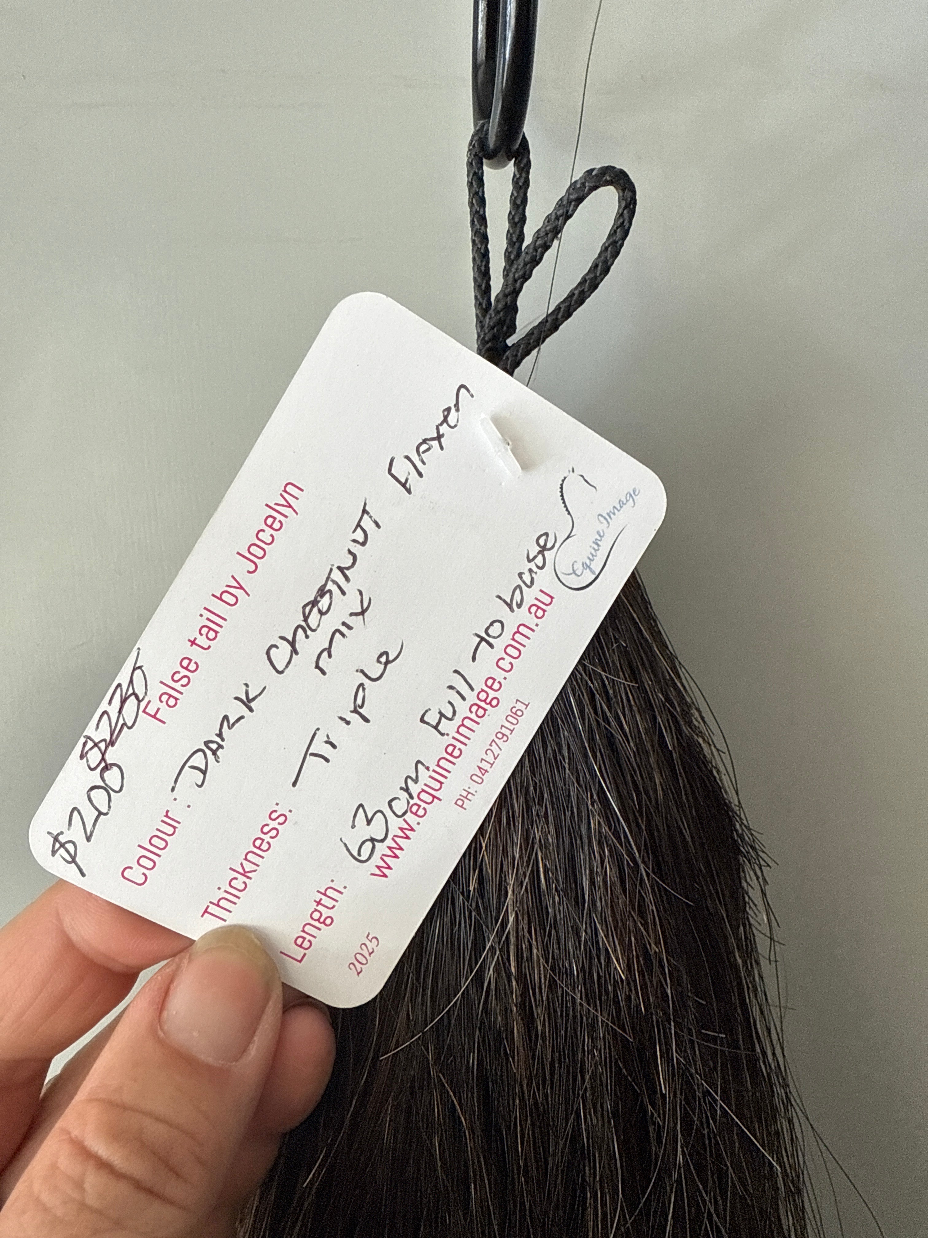 Dark Chestnut flaxen mix blend Triple thickness 63 cm cut end.