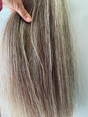 Light Brown flaxen ( Taffy )  mix Double thickness 76 cm  natural end