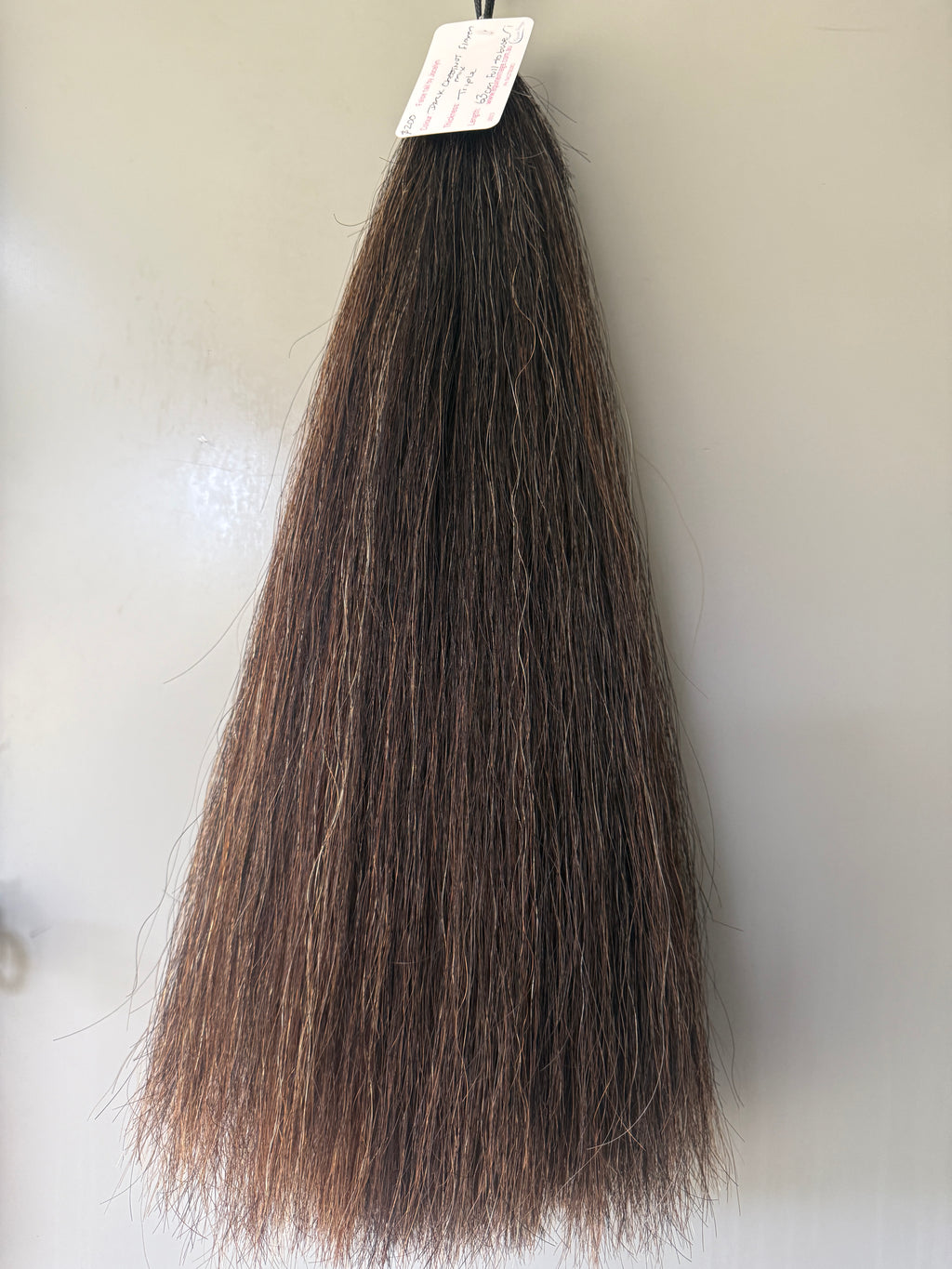 Dark Chestnut flaxen mix blend Triple thickness 63 cm cut end.